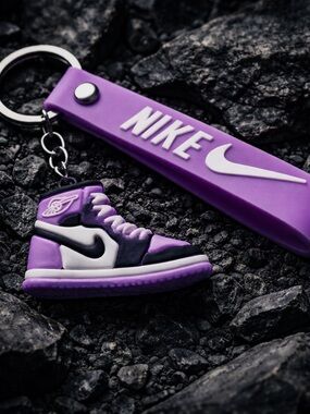 Nike purple Air Jordan Keychain with Logo Tag